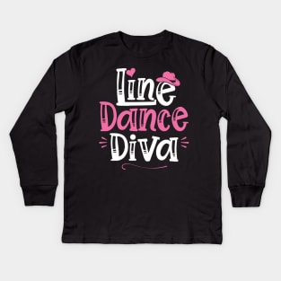 Line Dance Diva - Western Country Dancing print Kids Long Sleeve T-Shirt